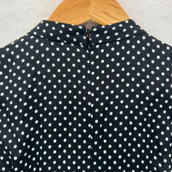 NWOT Coach Polka Dot Black White Pleated Knee Length Dress 2 Retro Vibes Preppy - Picture 5 of 8